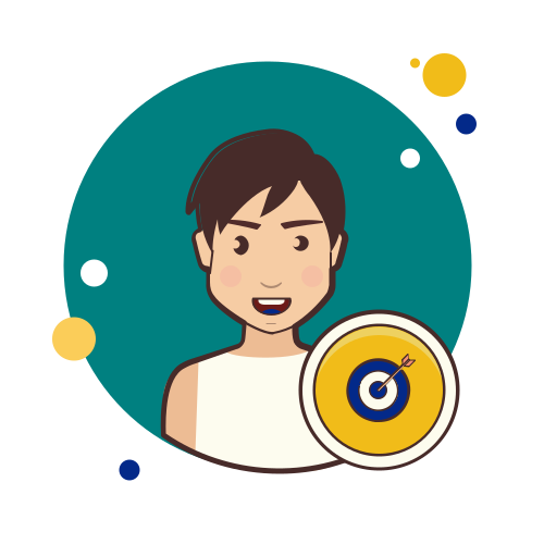 Cartoon person with goal symbol