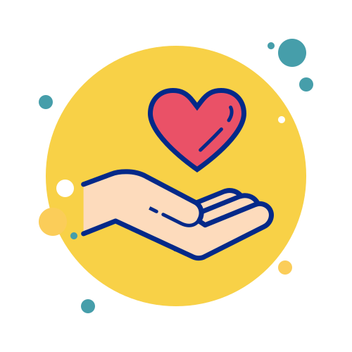 Cartoon hand holding love heart